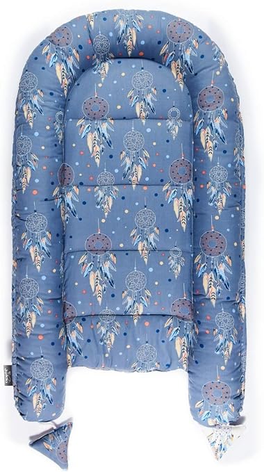 Cale Bebes Bebe Puericulture Cocon De Sommeil Pour Baby De 0 9 Mois Jukki Reducteur De Lit Bebe Nid Pour Nouveau Ne Nourrisson Cocon Bebe 100 Coton Happy Friends Bleu 90x50 Cm Baby Nest
