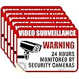 Sigo Signs 24 Hour Video Surveillance Sign, 6 Pack, 4 Mil Sleek Vinyl Decal Stickers Weather Resistant Long Lasting UV Protected and Waterproof Made in USA