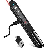 DinoFire USB C Rechargeable Presentation Remote with Red Light,Wireless Preseter PPT Slide Clicker Advancer for MacBook Laptop Computer