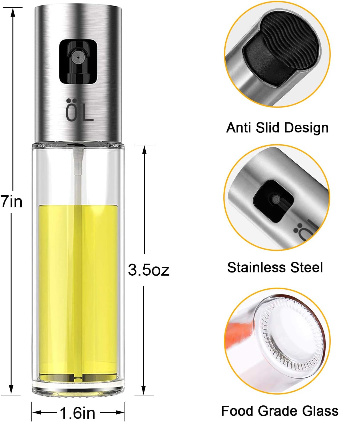 LAO XUE Olive Oil Sprayer Food-Grade Glass Bottle Gispenser For Cooking, BBQ, Salad, Kitchen Baking, Roasting, Frying: Kitchen & Dining