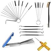 Carburetor Cleaning Kit, with 1 Dual-Ended Brush 23 Needle 10 Brush 4 Carb Jet Hook 1 Scraper Tool Welding Torch Tip Throttle