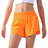 Aurefin Girls Athletic Shorts, Quick Dry Running Shorts for Kids Teen Girls Active Sports Track Shorts with Zip Pocket Liner