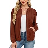 Viracy Women's Full Zip Up Cardigan Sweater Lightweight Casual Long Sleeve Jackets with Pockets