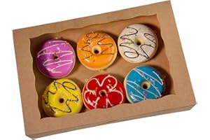Brown Pastry Bakery Box 14x10x3inch,Large Donuts,Muffins,Cookies Boxes with PVC Window - Auto-Pop up Paper Box Nature Cardboa
