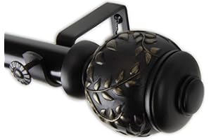 Rod Desyne 1" Colette Curtain Rod, 120-170", Black