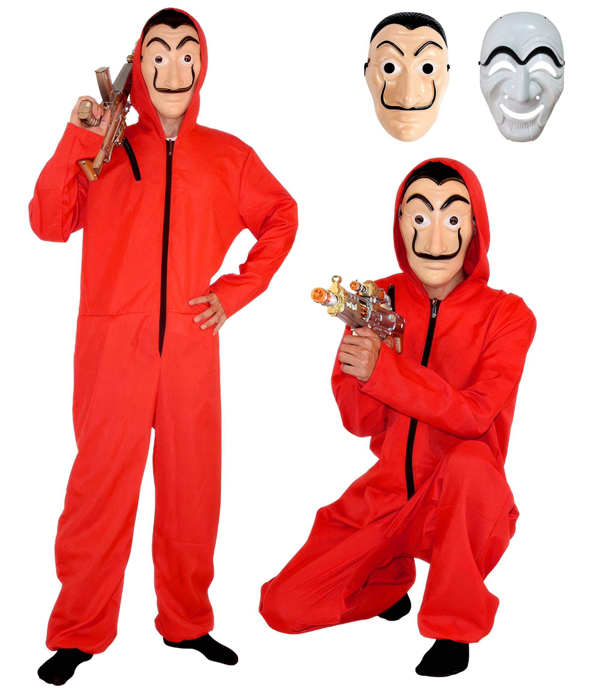 CHALAN Paperhouse Halloween Cosplay Clothes, 3-Piece Set, Red Jumpsuit, Mask, Children, Adults, Guard Cosplay, Onesie, Mask, Full Set, Room Costume, Cosplay Costume, Event, Mask, Cultural Festival