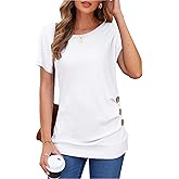 MOLERANI Women's Casual Short Sleeve Round Neck Loose Tunic T Shirt Blouse Tops