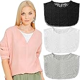 ShinyMatch 3 Pieces Lace False Collar for Women Modesty Panels Cleavage Cover Lace Crew Collar for Women Under Blouses Favors