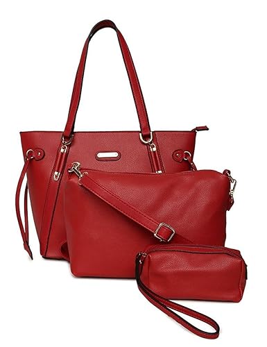 Elle Womens Tote Bag with Pouch (Red)