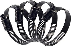 ISPINNER 4pcs 4 Inch Stainless Steel Adjustable 78-102mm Size Range Worm Gear Hose Clamp, Fuel Line Clamp for Plumbing, Automotive and Mechanical Application (Black)