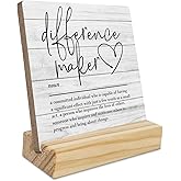 Ecezatik Difference Maker Gift,Difference Maker Wood Plaque Sign,Thank You Appreciation Gift for Teacher Boss Leader,Difference Maker Desk Wood Decorative Signs