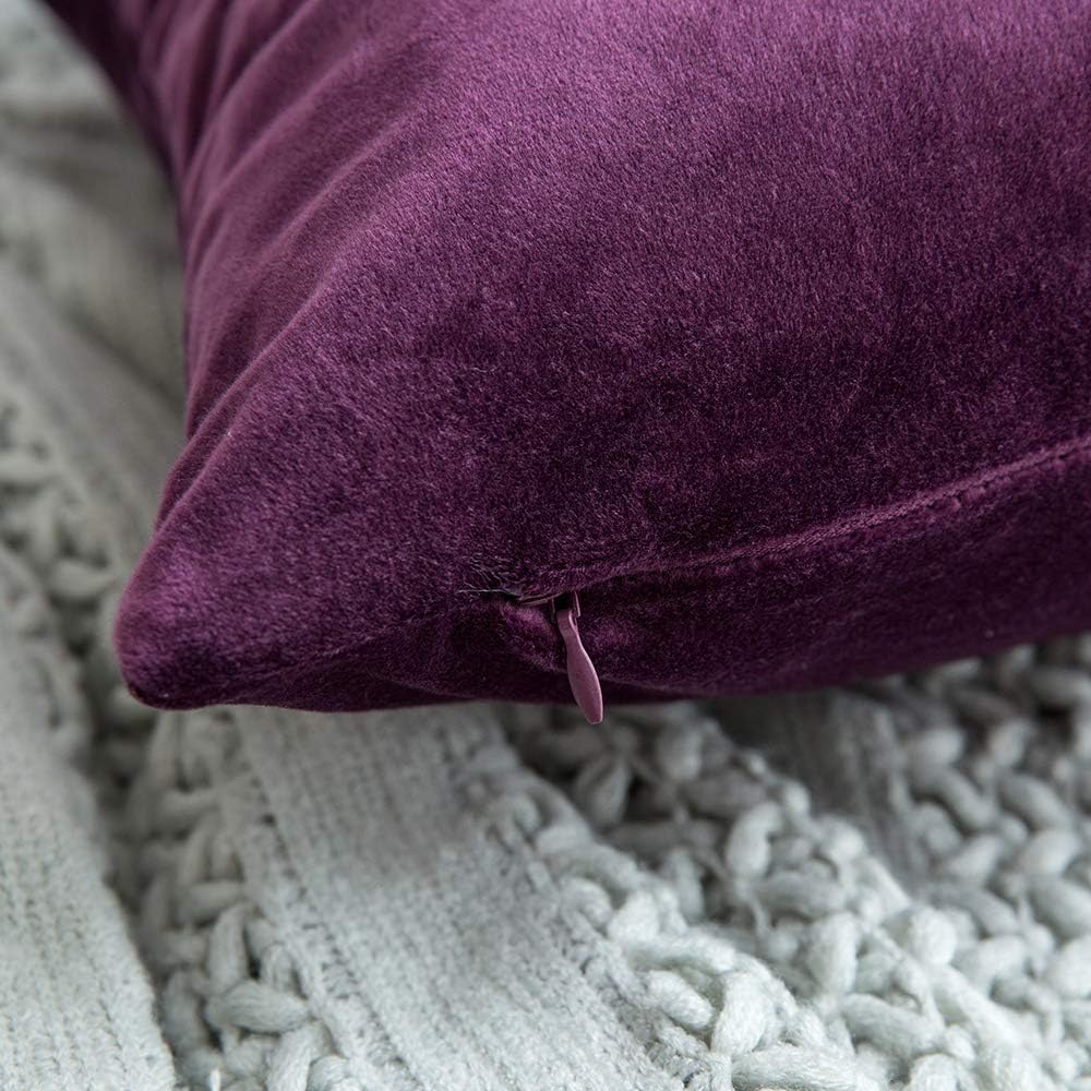 MIULEE Pack of 2 Velvet Soft Decorative Square Throw Pillow Case Cushion Covers Luxury Pillowcases for Livingroom Sofa Bedroom with Invisible Zipper 50 x 50cm 20x20 Inches Aubergine - Image 4
