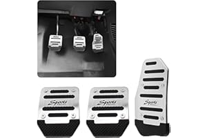 yonwait 3 PCS Nonslip Car Pedal Pads, Aluminum Auto Manual Transmission Brake Pad Cover, Sports Gas Fuel Petrol Clutch Foot Pedals, Car Replacement Accessories Universal for Car, SUV, ATV (Silver)