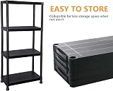 Crystals 4 Tier Plastic Shelving Unit Garage Storage Black 60x30x133cm view 4