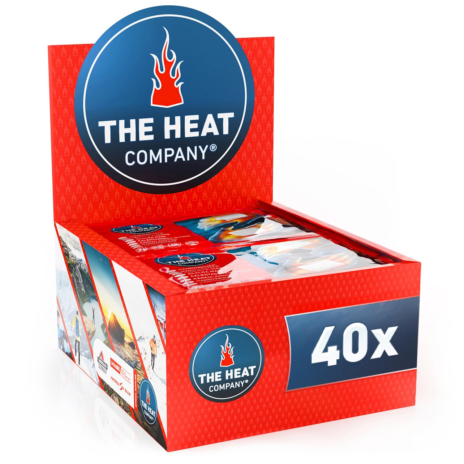 THE HEAT COMPANY Handwarmers - 40 Pairs - EXTRA WARM - Hand Heat Pads - 12 Hours Warm Hands - Instant Heat - Air Activated - Purely Natural