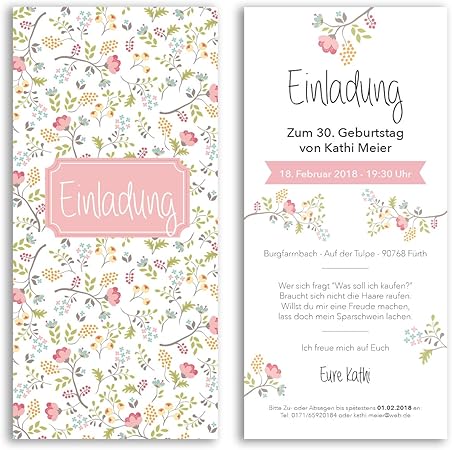 Cartes D Invitation Anniversaire Fleurs Rose Party Fete Original Billet Croirez Invitations D Anniversaire Carte Invitations Rendre Avec Impression De Textes De Vos Amazon Fr Fournitures De Bureau