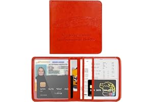 LSKASELUE Car Registration and Insurance Holder, Premium Leather Glove Box License Organizer with Magnetic Shut, Vehicle Esse