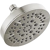 Delta 6-Setting Brushed Nickel Shower Head with High Pressure Spray, 6 Inch Round Shower Head, Showerheads, 1.75 GPM Flow Rate, Stainless 52535-SS