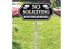 MAZUBOHOY NO Soliciting Sign for House with Stake, 7x14 Inch/28 Inch High Alumium NO Soliciting Yard Signs for Outdoor Front 