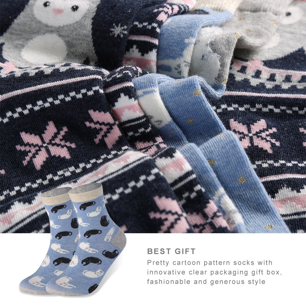 VBIGER 4 pares Calcetines Termicos Mujer Algodón Dibujos Animados Calcetines Para invierno