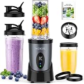 KOIOS Smoothie Blender for Kitchen, 900W Personal Blender for Smoothies Shakes 14pcs with 3 Portable Cups 23oz + 17oz, Single
