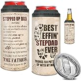 winorax Stepdad Can Cooler Tumbler Stepped Up Dad Gifts 4-in-1 Can Holder Stainless Steel Tumblers Father's Day Cup Gifts for Step Dads Stepfather