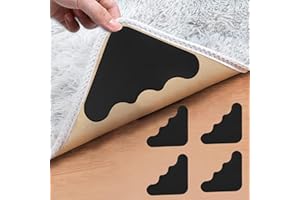 GOLDEER Reusable Area Rug Carpet Tape Stickers, Rug Anti Slip Grips for are Pads, Washable Corner Side Gripper Adhesive Carpet Tape for Hardwood Floors and Tiles(4PCS)