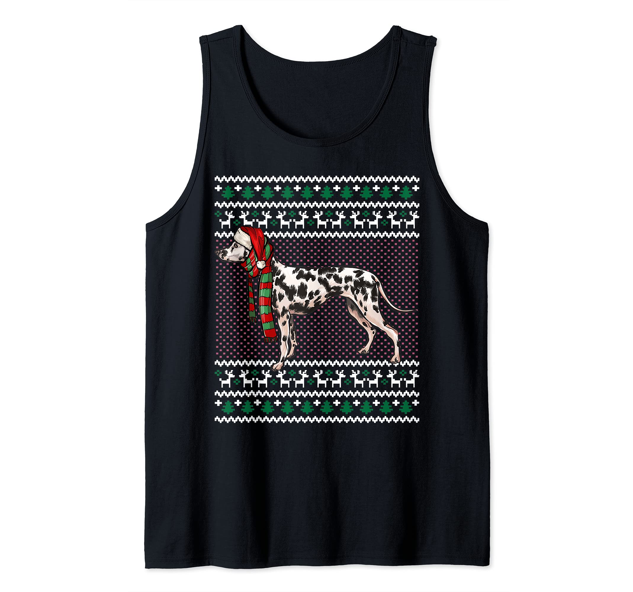 Xmas Dalmatian Dog Santa Hat Ugly Christmas Tank Top