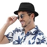 Panama Hat Straw Fedora Hat for Men Women Packable Short Brim UPF 50+ UV Sun Protection Summer Beach Hat