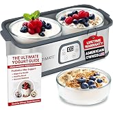 Ultimate Probiotic Yogurt Maker with TruTemp&trade; Adjustable Temperature &amp; Time Control, Make Trillions of Probiotics for Gut Health, Two 1-Quart Containers for Larger Batches, UNLIMITED LIFETIME WARRANTY
