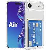 Wuwedo for iPhone Air/iPhone 17 Air Clear Slim Wallet Case, Holds 1-2 Cards, Anti-Yellowing, Hybrid Protective Phone Case with Card Holder, 6.5" 2025