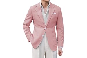 LYOUCI Men Seersucker Sports Jacket Suits Coat Classic Summer Blazer Seersucker Suit for Men Beach Wedding Tuxedo Blazers