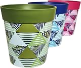 Hum Flowerpots Set of 3 22 cm Indoor Outdoor Plastic Pots Geometric Patterned