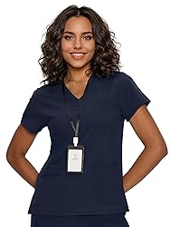 floralhue Scrub Tops for Women, Curved V-Neck Scrub