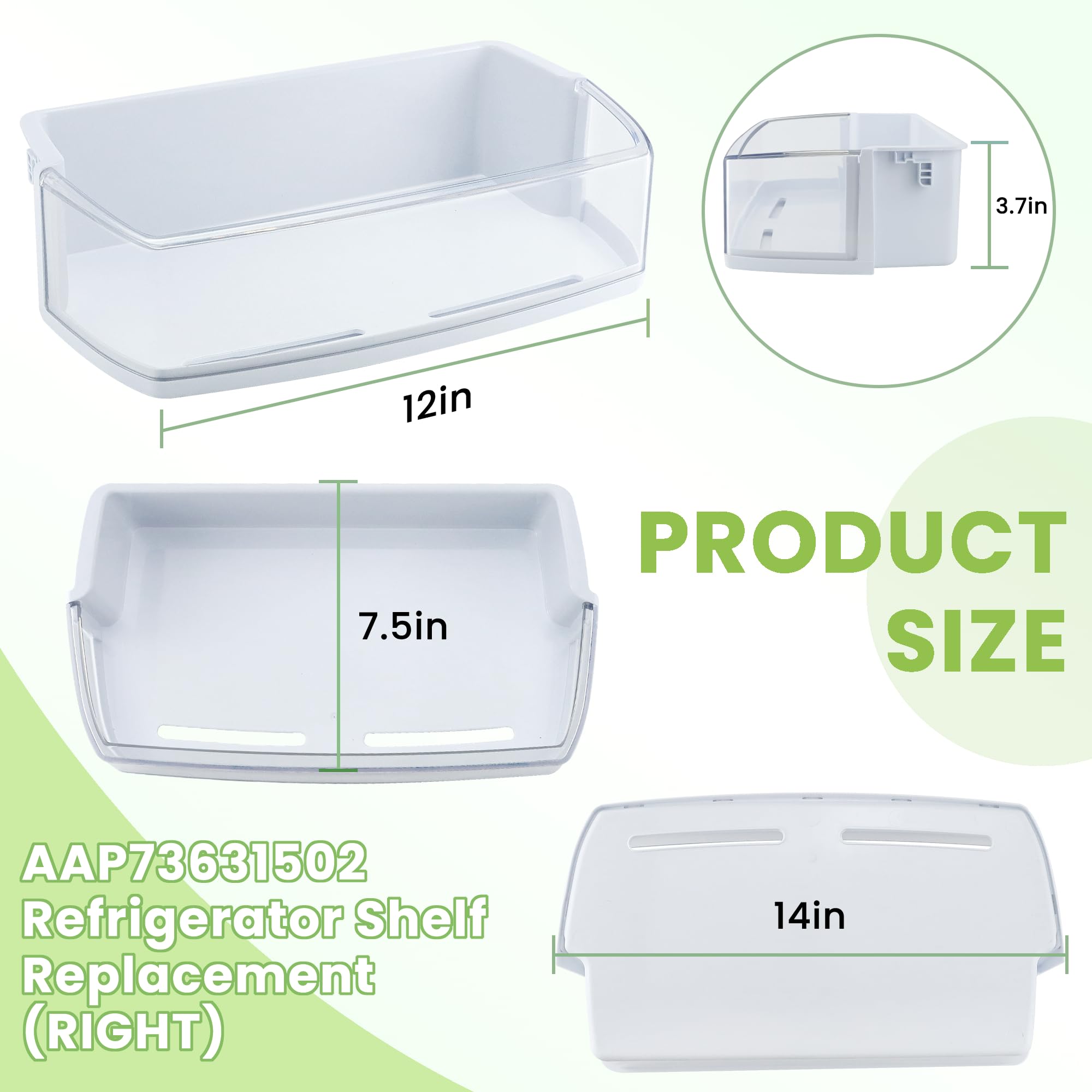 AAP73631502 LG Refrigerator Shelf Replacement (RIGHT) Compatible with Ken-more LG Refrigerator Door Bin LFX28968ST LMXS27626S - BY AMI PARTS