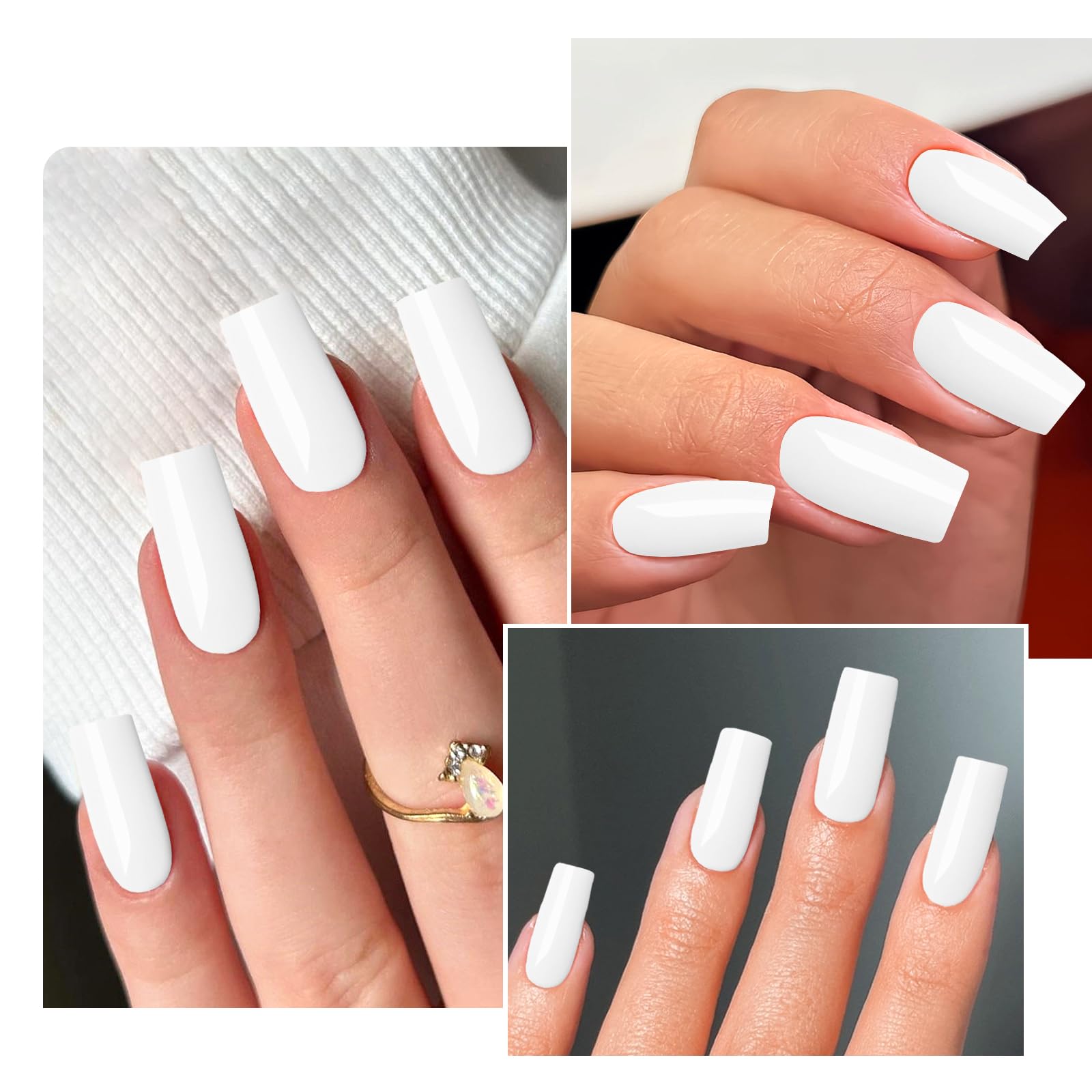 Lifextol 120pc Square Press on Nails Medium Long Ballerina Fake Nail Full Cover Artificia Acrylic False Nail Art Square Fingernails for Beginner Women and Girls Manicure(White） - Image 4
