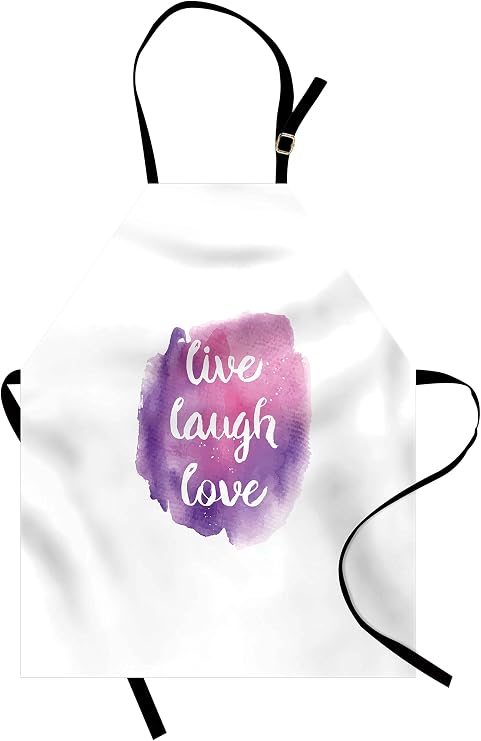 Amazon Com Ambesonne Live Laugh Love Apron Watercolor Ombre