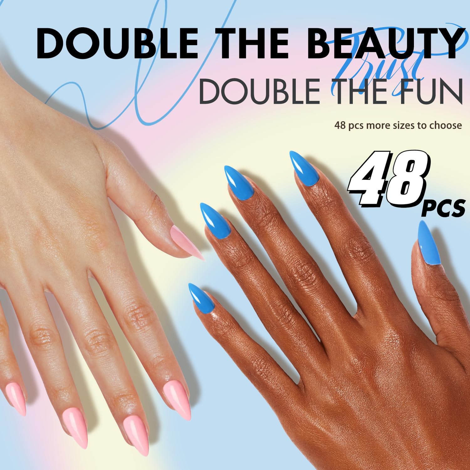 KQueenest 48 Pcs Dusty Pink Press on Nails Almond Medium, Pink Nails Press on, Solid Color Medium Fake Nails Acrylic, Natural Glue on Nails Stiletto, Gel Stick on Nails for Women Finger Wear - Image 6