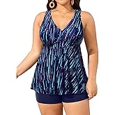 Aqua Eve Plus Size Swimsuits with Shorts Two Piece Tankini for Women Flowy Bathing Suits Athletic Swimwear