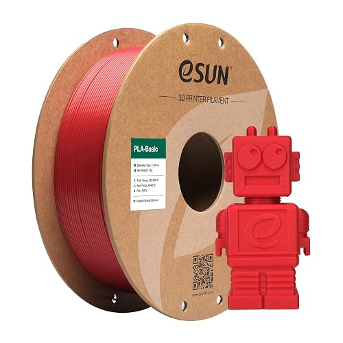 eSUN PLA Filament 1.75mm, PLA Basic 3D Printer Filament Dimensional Accuracy +/- 0.05mm, 1KG Spool (2.2 LBS) Speedy PLA Filament for 3D Printers, Fire Engine Red