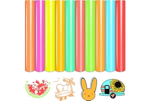 Tintnut Neon HTV Vinyl - 10 Sheets 12 X 10inches Pastel Neon Heat Transfer Vinyl Iron On Vinyl for T-Shirts DIY Compatible with Cricut or Silhoutte Cameo