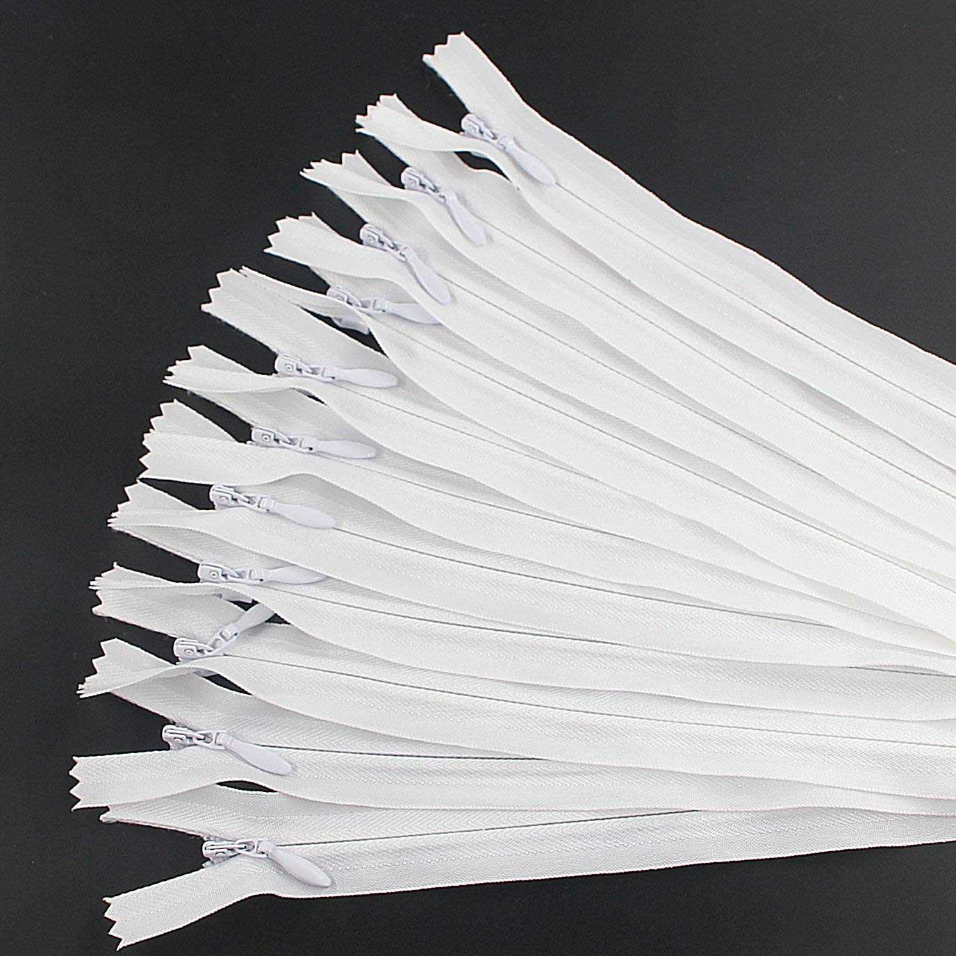 Leekayer 20PCS Invisible Nylon Coil Zipper,Clothing Zipper,DIY Sewing Tools for Craft Special(20 inch,White)