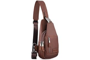 YUAN FAN Leather Sling Bag for Men,Chest Shoulder CrossBody Concealed Carry Bag Man Purse Travel Wander Plus Anti Theft Bag