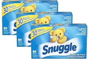 Snuggle Fabric Softener Dryer Sheets, Cuddle Up Fresh - 80 Sheets x 3 Pack - Total 240 Dryer Sheets