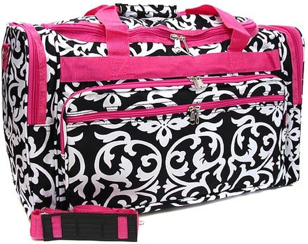 Pink Damask Duffle Bag 16inch Travel Duffels