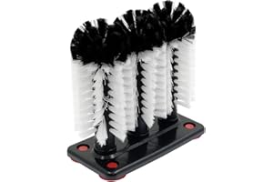 Bonsicoky Glass Washer Brush Cleaner Bristle Brush with 3 Brushe Heads & Suction Base for Beer Cup, Long Leg Cup, Red Wine Glass and More Bar Kitchen Sink Home Tools