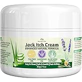 Recuren Plus Jock Itch Antifungal Skin Cream: Tea Tree Oil Anti Fungal Cream with Aloe Vera, Lavender & Eucalyptus – Extra Strength Herbal Moisturizer for Itchy Skin Soothing– for Men & Women, 30g