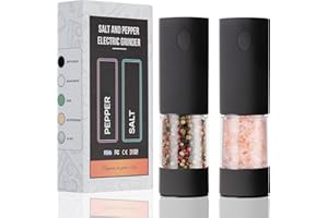 OPIIV Electric Salt & Pepper Grinder Set (2 Pack) – USB Rechargeable, Adjustable Coarseness, One-Handed Operation with LED Light – Automatic Spice Mill Shaker for Kitchen, Dining, or Camping