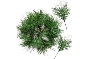 Luxdesc Artificial Green Pine Needles Branches Fake Small Pine Twigs Stems Evergreen Picks Holiday Tree Decorations