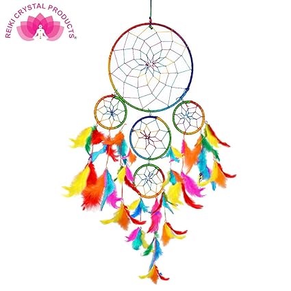 Reiki Crystal Products Multicolored Dream Catcher Wall Hanging Size L-55 X B-15 Cm